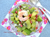 Salade avocat, kiwi, grenade et crevettes