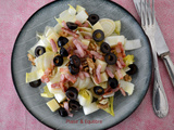 Salade d’endives aux lardons, comté, olives et noix