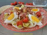 Salade d’endives, jambon pané, miel et cacahuètes