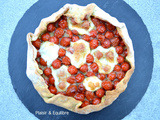 Tarte rustique aux tomates cerises, pesto et mozzarella
