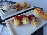 Brochettes de grenailles au lard, chapelure de jambon pour Culino versions juillet