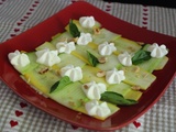 Carpaccio de courgettes, Chantilly de féta et noisette