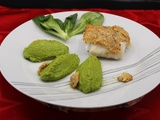 Dos de cabillaud en croûte de Morbier, purée de petits pois