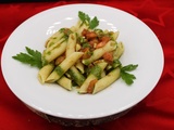 Penne rigate à la crudaiola et pesto de persil