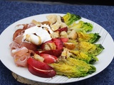 Salade de sucrines grillées, nectarines et burrata