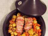 Tajine de filet mignon, lard fumé et légumes