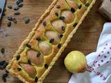 Tarte aux poire Rocha à la frangipane saveur pépin de courge