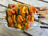 Brochettes de poulet, marinade curry