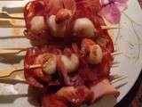 Brochettes de Saint-Jacques au chorizo et au Bacon