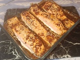 Saumon rôti au miel, moutarde à l'ancienne et sauce soja