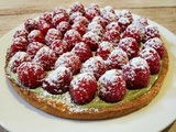 Tarte pistache framboises