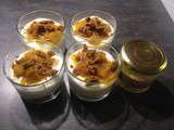 Verrines au mascarpone, brisures de Bastogne et crunch d'ananas et coulis de mangue