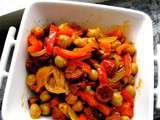 Chorizo and Chickpea fry (pois chiche au chorizo, recette anglaise)