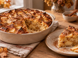 Sous sa croûte dorée, ce pudding aux pommes transforme le pain rassis en dessert fondant