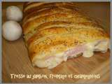 Tresse au jambon, fromage et champignons