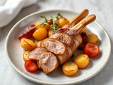 Découvrez la Recette Savoureuse : Lapin au Thym et Chorizo avec Pommes de Terre Rôties