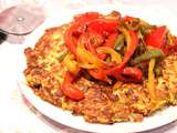 Galette à la courgette jaune, avoine et garniture aux poivrons