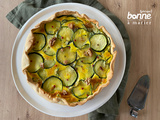 Quiche aux courgettes, gorgonzola et baies roses