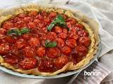 Tarte aux tomates cerises, pâte sablée au parmesan et aux herbes de Provence