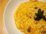 Risotto à la citrouille, aux champignon shiitake et à la sauge croustillante