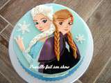 Gateau Reine des Neiges en 2D , motifs appliqués