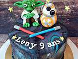 Gateau star wars - Maïtre Yoda, BB8 et effet galaxie