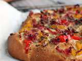 Fougasse aux lardons et aux poivrons grillés