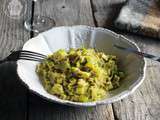 Risotto  de crozets au sarrasin et fondue de poireaux au curry