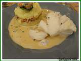 Dos d'eglefin et son jus corse et iode aux herbes fraiches, parmentier de crevettes grises