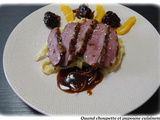 Magret de canard aux pruneaux, sauce au cafe