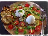 Salade d'artichauts tiedes et oeufs mollet