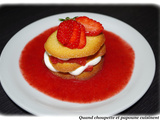 Tuiles aux fraises, coulis de vin rouge