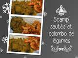 Scampi sautés et colombo de légumes