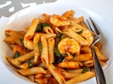 Penne aux crevettes sauce marinara