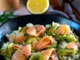 Risotto au saumon fumé et courgettes