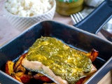 Saumon au pesto et potimarron rôti