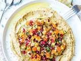 Houmous aux fruits d’hiver, grenade et kaki