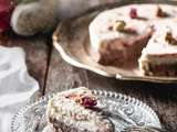 Gâteau cru à la rose, framboise et noix de coco