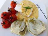 Dos de cabillaud sauce bearnaise, fenouil et tomates roties