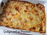 Gratin de cotes de blettes sauce mornay et lardons