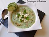 Soupe froide de concombre, feta et menthe