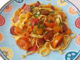 Tagliatelles au chorizo, poivron, tomates cerise