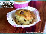 Muffins moelleux aux 3 chocolats