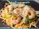 Tagliatelles sauce courgette et crevettes au citron