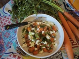 Carottes au cumin, fromage de chèvre, sauce au miel et citron de Sabrina Ghayour