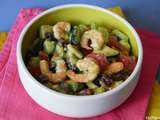 Salade de crevettes haricots noirs sauce au miel et citron vert