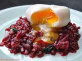 Salade de betteraves d'inspiration marocaine et son oeuf mollet