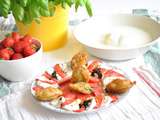 Salade de fraises mozzarella et beignets de basilic