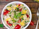 Salade d’Orzo au Poulet, Tomates et Maïs