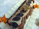 Bûche dacquoise , chocolat , pralin